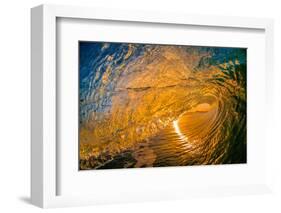 Gold Coast Glory-Inside looking out of a tubing wave at sunset-Mark A Johnson-Framed Photographic Print