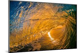 Gold Coast Glory-Inside looking out of a tubing wave at sunset-Mark A Johnson-Mounted Photographic Print