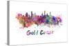Gold Coast Skyline in Watercolor-paulrommer-Stretched Canvas