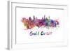 Gold Coast Skyline in Watercolor-paulrommer-Framed Art Print