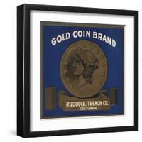 Gold Coin Brand - California - Citrus Crate Label-Lantern Press-Framed Art Print