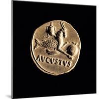 Gold Coin of Augustus Aureus, 18-16 A.D. Ancient Roman coin. Palazzo Massimo, Rome, Italy-null-Mounted Art Print