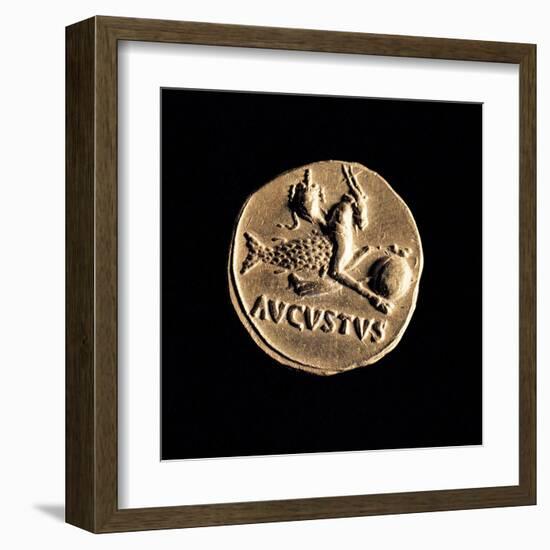 Gold Coin of Augustus Aureus, 18-16 A.D. Ancient Roman coin. Palazzo Massimo, Rome, Italy-null-Framed Art Print