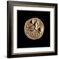 Gold Coin of Augustus Aureus, 18-16 A.D. Ancient Roman coin. Palazzo Massimo, Rome, Italy-null-Framed Art Print