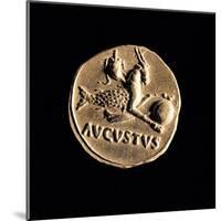 Gold Coin of Augustus Aureus, 18-16 A.D. Ancient Roman coin. Palazzo Massimo, Rome, Italy-null-Mounted Art Print