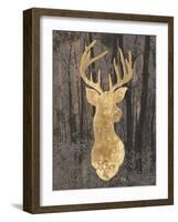 Gold Deer on Black-Patricia Pinto-Framed Art Print