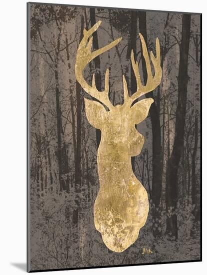 Gold Deer on Black-Patricia Pinto-Mounted Art Print