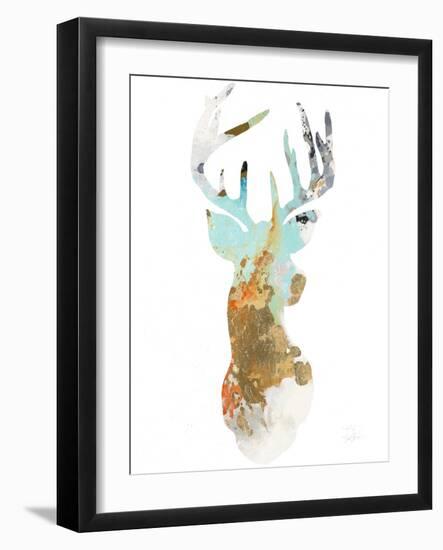 Gold Deer on Forest-Patricia Pinto-Framed Art Print