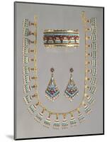 Gold Demi Parure Set with Turquoises, Seed Pearls and Diamonds-null-Mounted Giclee Print