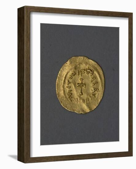 Gold Denarius of Heraclius, Byzantine Emperor, Verso, Byzantine Coins, 7th Century-null-Framed Giclee Print