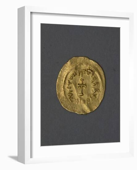 Gold Denarius of Heraclius, Byzantine Emperor, Verso, Byzantine Coins, 7th Century-null-Framed Giclee Print