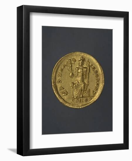 Gold Denarius of Honorius, Byzantine Emperor, Verso, Byzantine Coins, 5th Century-null-Framed Premium Giclee Print