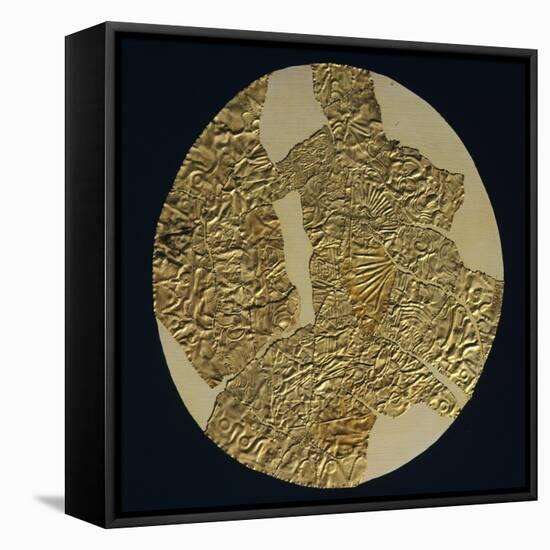 Gold Disk Showing a Figure of a Warrior Toltech Myth-null-Framed Stretched Canvas