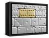 Gold domino amid silver dominoes-null-Framed Stretched Canvas