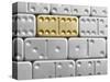 Gold domino amid silver dominoes-null-Stretched Canvas