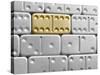 Gold domino amid silver dominoes-null-Stretched Canvas