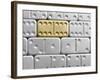 Gold domino amid silver dominoes-null-Framed Photographic Print