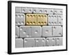 Gold domino amid silver dominoes-null-Framed Photographic Print