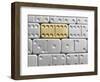 Gold domino amid silver dominoes-null-Framed Photographic Print