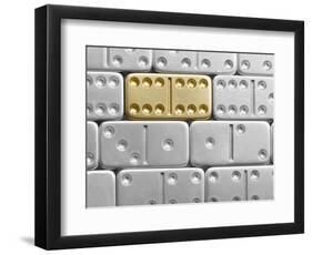 Gold domino amid silver dominoes-null-Framed Photographic Print