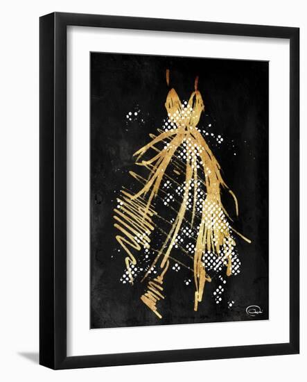 Gold Dress White Dots Three-OnRei-Framed Art Print