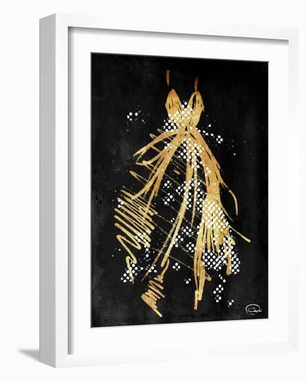 Gold Dress White Dots Three-OnRei-Framed Art Print