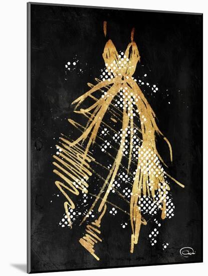 Gold Dress White Dots Three-OnRei-Mounted Art Print
