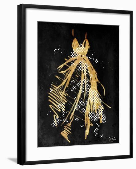 Gold Dress White Dots Three-OnRei-Framed Art Print