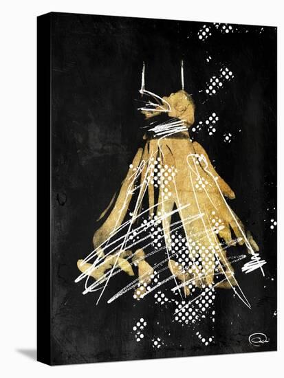 Gold Dress White Dots Two-OnRei-Stretched Canvas