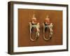 Gold Earrings with Turquoise Trimmings and Coral Pendants, Nepal or Tibet-null-Framed Giclee Print