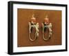 Gold Earrings with Turquoise Trimmings and Coral Pendants, Nepal or Tibet-null-Framed Giclee Print