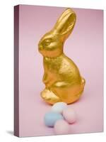 Gold Easter Bunny and Sugar Eggs-null-Stretched Canvas