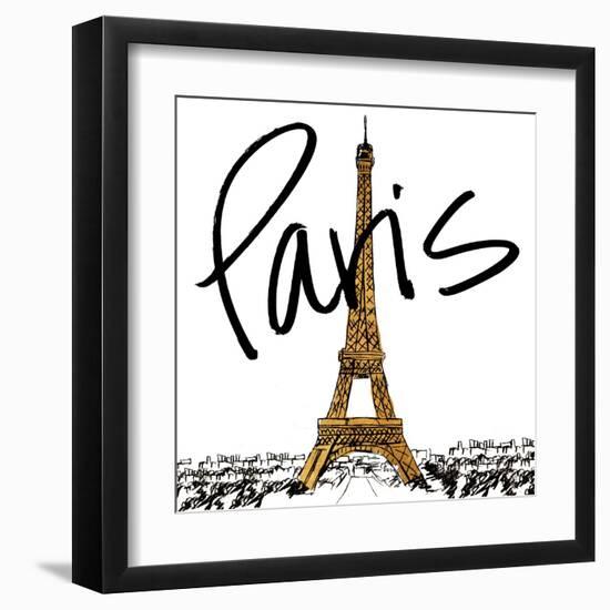 Gold Eiffel in Paris-Nicholas Biscardi-Framed Art Print