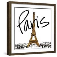 Gold Eiffel in Paris-Nicholas Biscardi-Framed Art Print