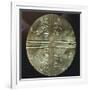 Gold Embossed Disk Showing Geometric Motifs and a Pair of Stylized Birds-null-Framed Giclee Print