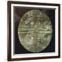 Gold Embossed Disk Showing Geometric Motifs and a Pair of Stylized Birds-null-Framed Giclee Print