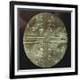 Gold Embossed Disk Showing Geometric Motifs and a Pair of Stylized Birds-null-Framed Giclee Print