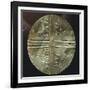 Gold Embossed Disk Showing Geometric Motifs and a Pair of Stylized Birds-null-Framed Giclee Print