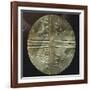 Gold Embossed Disk Showing Geometric Motifs and a Pair of Stylized Birds-null-Framed Giclee Print