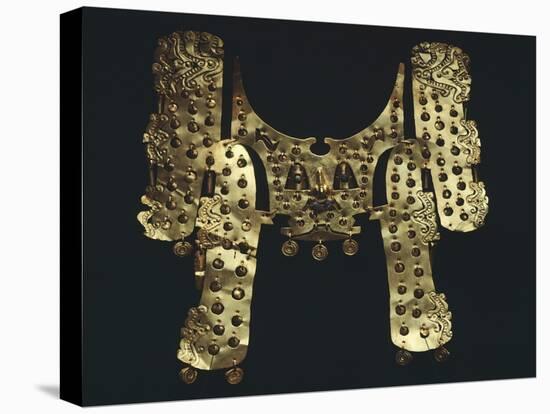 Gold Embossed Funerary Mask Decorated with Pendants Originating from Restrepo-null-Stretched Canvas