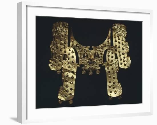 Gold Embossed Funerary Mask Decorated with Pendants Originating from Restrepo-null-Framed Giclee Print