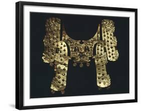 Gold Embossed Funerary Mask Decorated with Pendants Originating from Restrepo-null-Framed Giclee Print