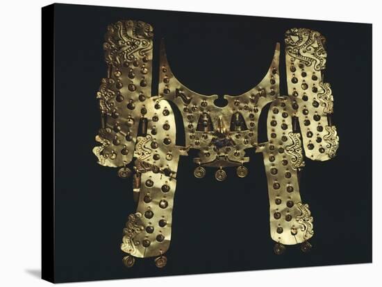 Gold Embossed Funerary Mask Decorated with Pendants Originating from Restrepo-null-Stretched Canvas