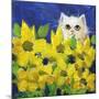 Gold Eye White Persian in Yellow Flowers-sylvia pimental-Mounted Art Print