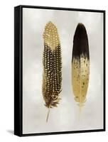 Gold Feather Pair on Silver-Julia Bosco-Framed Stretched Canvas