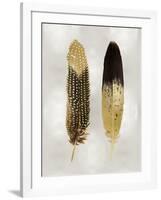 Gold Feather Pair on Silver-Julia Bosco-Framed Art Print