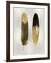 Gold Feather Pair on Silver-Julia Bosco-Framed Art Print