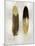Gold Feather Pair on Silver-Julia Bosco-Mounted Art Print