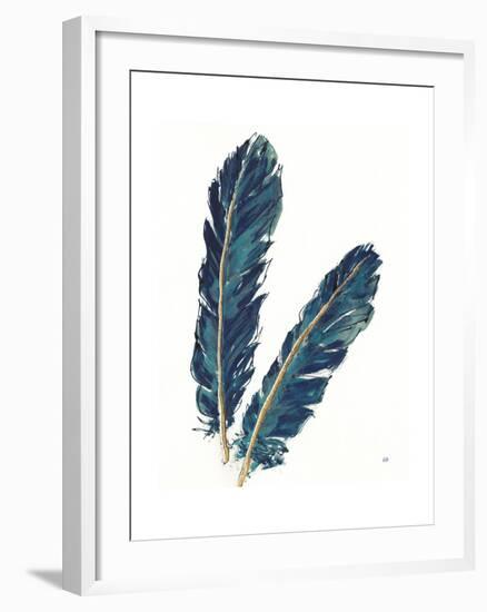Gold Feathers IV Indigo Crop-Chris Paschke-Framed Art Print
