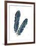 Gold Feathers IV Indigo Crop-Chris Paschke-Framed Art Print